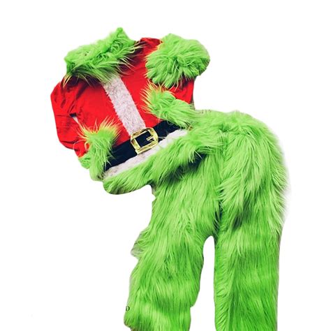 Suminiy.US 2Pcs Christmas Green Furry Grinch Costume Outfits for Kids Green Monster Party Dress ...