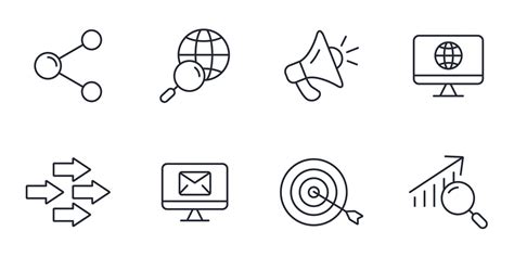 Digital marketing icons set . Digital marketing pack symbol vector elements for infographic web ...