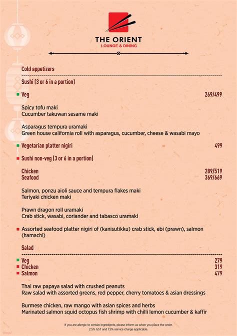 Menu of The Orient, Salt Lake, Kolkata | Dineout