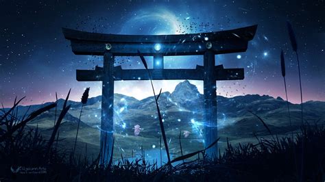 The giant Torii Gate , Gene Raz von Edler | Torii gate, Anime scenery ...