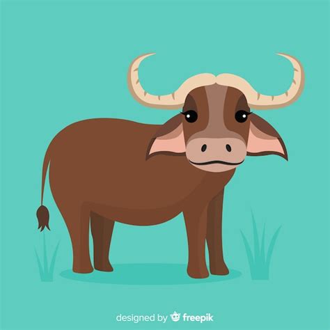 Small and cute baby buffalo cartoon | Free Vector