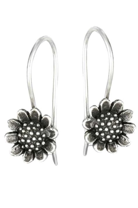 Sterling Silver Sunflower Dangle Earrings