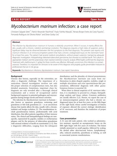 (PDF) Mycobacterium marinum infection: A case report