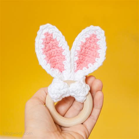 Cute Crochet Bunny Ears Teether | AllFreeCrochet.com