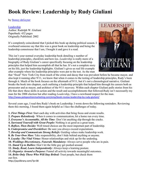 Book Review: Leadership by Rudy Giuliani