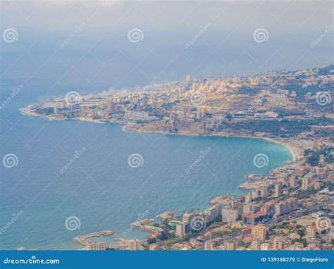 Aerial View of Harissa, Lebanon Stock Image - Image of beyrouth, high ...