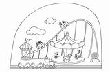 Coloring Park Amusement Pages Roller Coaster Drawing Sheet Fun  sketch template