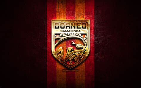 Scarica sfondi borneo fc, logo dorato, indonesia liga 1, metallo rosso ...