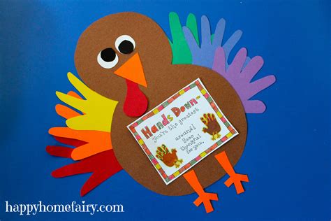 Thankful Handprint Turkey Craft - FREE Printable - Happy Home Fairy