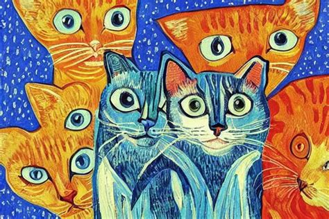 beautiful art illustration of a group of cats by | Stable Diffusion | OpenArt