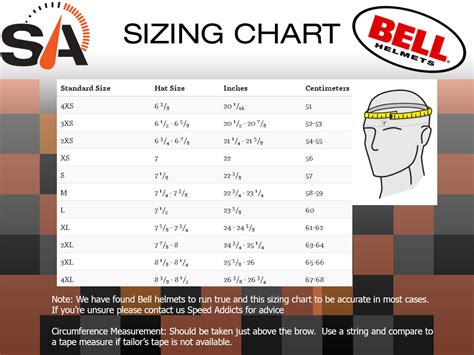 Bell Helmet Sizing Chart