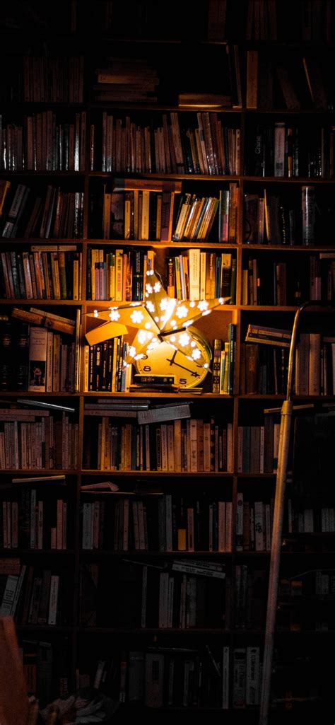 photography of bookshelf and star LED light decor iPhone Wallpapers Free Download