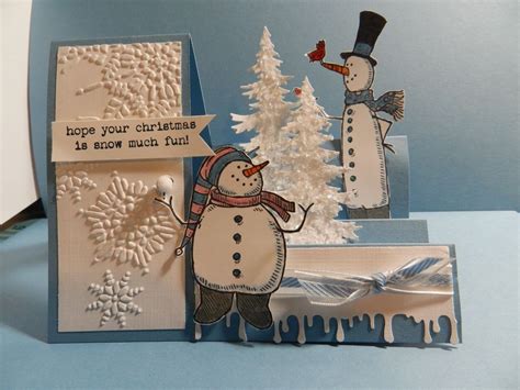 Stampin Up Christmas card kit side step card snowman | Step cards ...