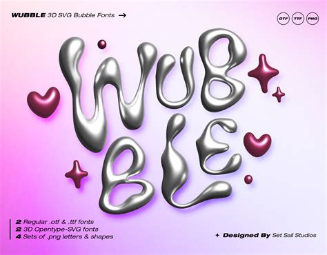 Wubble SVG Font 3D Bubble Font PNG Letters Fonts. Cool 2000's Y2K ...