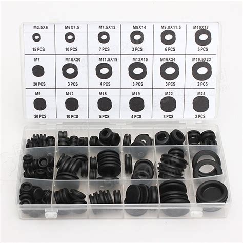 125 pcs 18 Different Sizes Rubber Grommet Assortment O Ring Kit ...