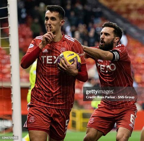 Aberdeen's Bojan Miovski celebrates making it 1-1 from the penalty ...