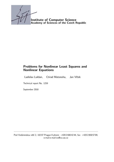 (PDF) Problems for nonlinear least squares and nonlinear equations.