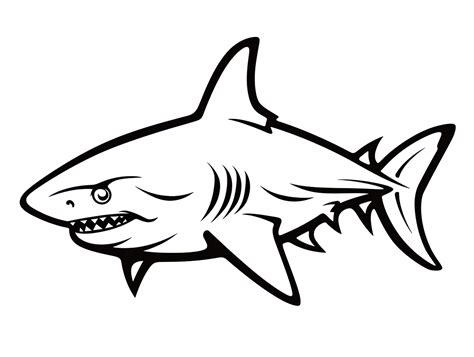 Nice Simple Bull Shark Coloring For Kids - Coloring Page