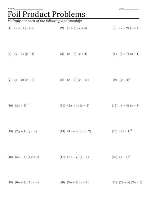 13 Foil Method Worksheet - Free PDF at worksheeto.com