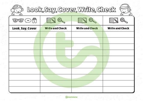 Look, Say, Cover, Write, Check Template Teaching Resource | Spelling word practice, Writing ...