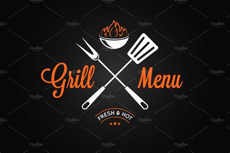 Grill logo vintage emblem. | Custom-Designed Illustrations ~ Creative ...