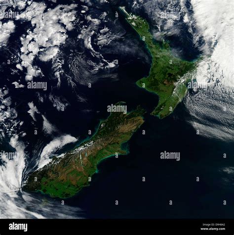 Satellite view of New Zealand Stock Photo - Alamy