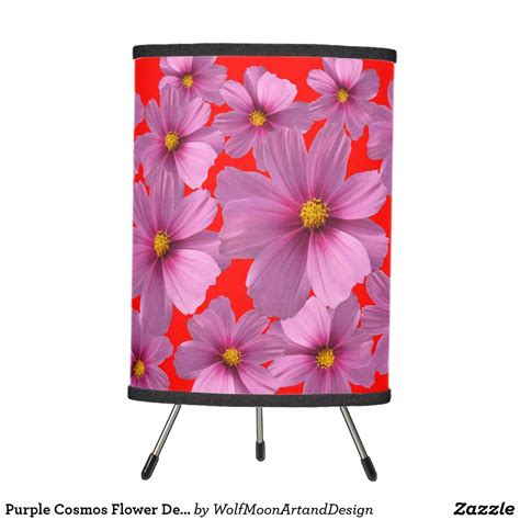 Purple Cosmos Flower Design on a Red Background Tripod Lamp | Purple lamp, Shape of the universe ...