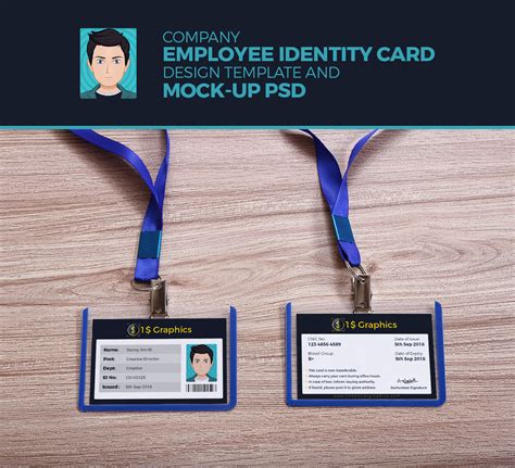 Company Employee Identity Card Design Template and Mock-up PSD – One Dollar Graphics