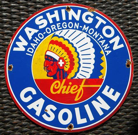 Washington Gasoline Vintage Porcelain Sign (Old Antique Gas Station ...