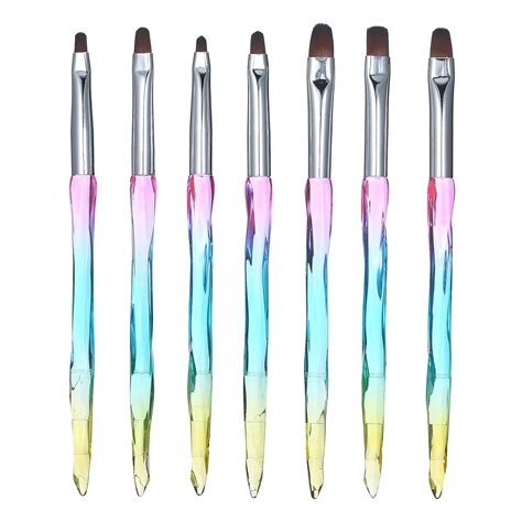 7pcs/Set Professional Nail Brush Set Gradient Acrylic Handle UV Brush ...