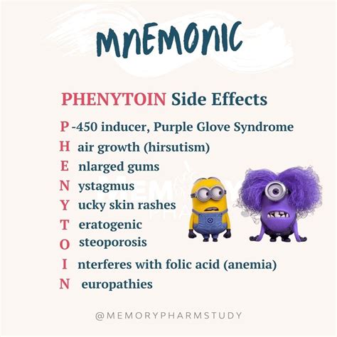 Phenytoin Side Effects | Nursing school tips, Medical school essentials, Nursing school essential