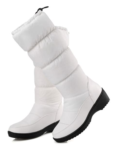 White Xmas Snow Boots Women Boots Round Toe Slip On Winter Boots ...