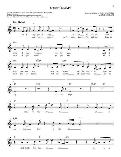 After The Lovin' By Engelbert Humperdinck Alan Bernstein - Digital Sheet Music For Lead Sheet ...