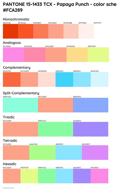 PANTONE 15-1433 TCX - Papaya Punch color palettes - colorxs.com