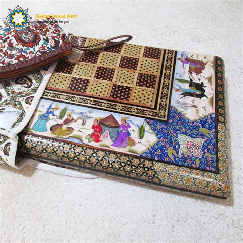 Persian Marquetry Khatam Kari Chess and Backgammon Board King Design - Shop Iran Art