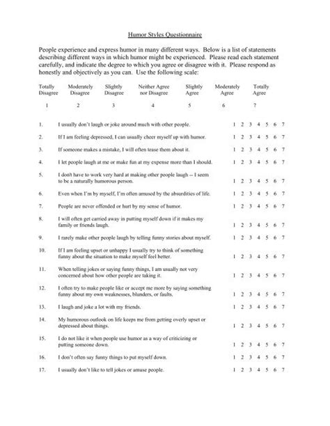 Humor Styles Questionnaire People experience and ... - Psychology