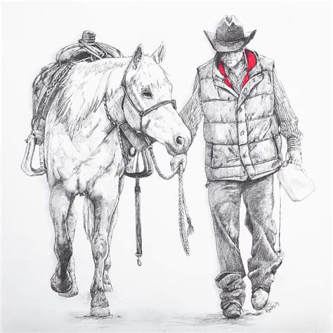 Cowboy On Horseback Drawing - kereen-blogreactions