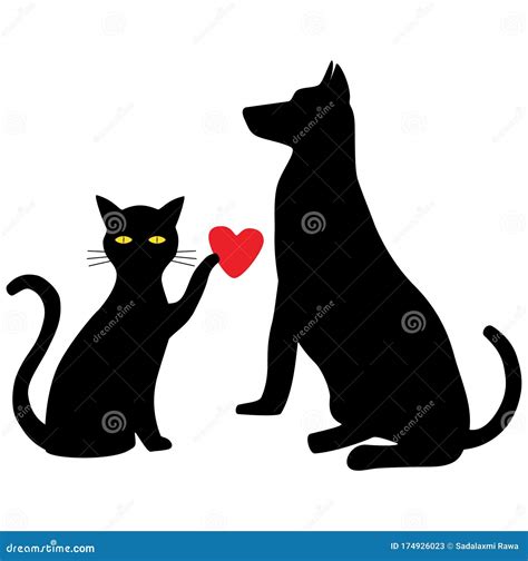 Cat and dog silhouette stock image. Illustration of creatives - 174926023