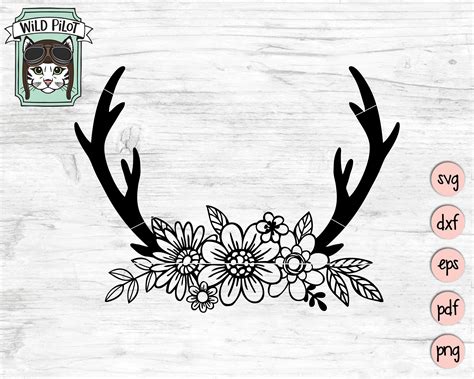 Floral Deer Antlers SVG Deer Antlers Flowers Svg File Antler | Etsy | Antlers drawing, Floral ...