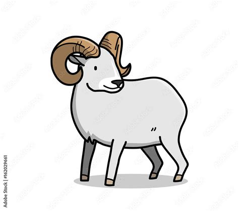 Ram Cartoon Animal, a hand drawn vector cartoon ram with big horns. Stock Vector | Adobe Stock