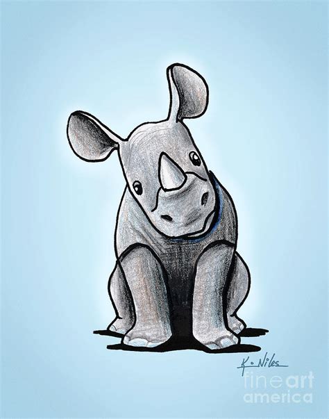 Baby Rhino Drawing by Kim Niles