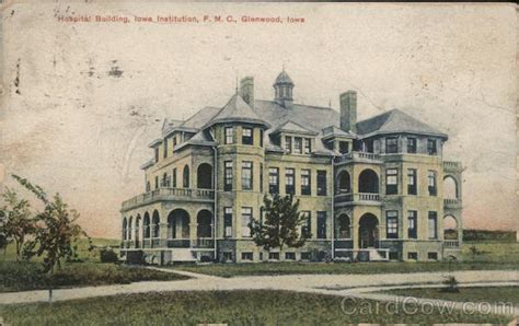 Hospital Building, Iowa Institution, F.M.C. Glenwood, IA Postcard