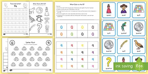 Letter Q Worksheet and Activity Pack - Alphabet - ELA