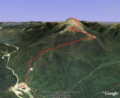 the route to the top of this mountain is marked with red lines and ...