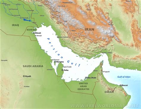 Persian Gulf Physical Map