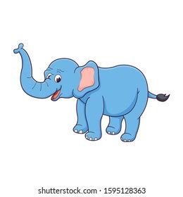 Cute Blue Elephant Cartoon Isolated Stock Vector (Royalty Free) 1595128363 | Shutterstock