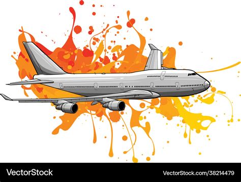 Art colored airplane flying Royalty Free Vector Image