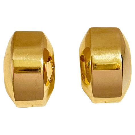 14k Yellow Gold Chunky Earrings with Omega Backs Signed by Maker For ...