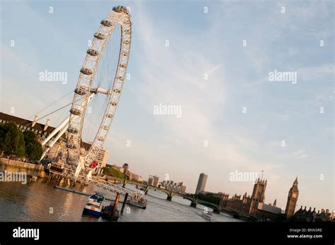 London Eye and Houses of Parliament, London, UK Stock Photo - Alamy