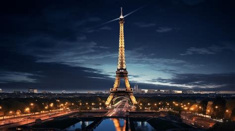 Premium AI Image | Night view of Eiffel Tower